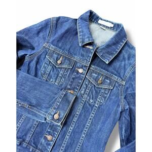 J CREW Women's Denim Blue Jean Jacket Small Azteca Vintage